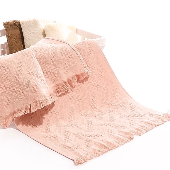 Pink Fringe Boho Urban Hand Bath Towel - Picture 3 of 4